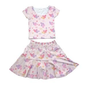 Makena Lane Disney Inspired Mickey Balloons Pastel & Skirt Athletic Set, Size 8